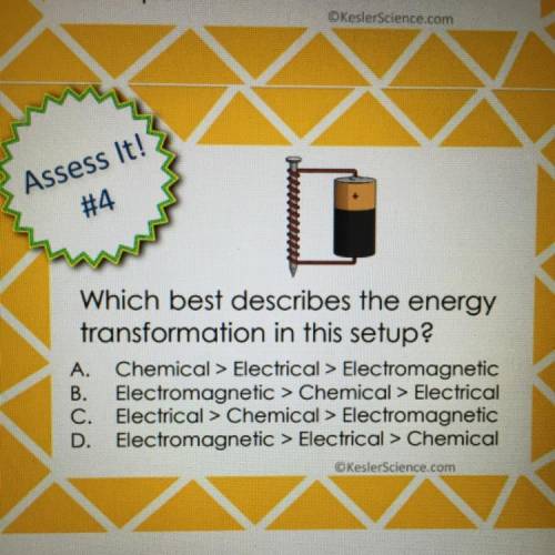 Which best describes the energy transformation in this setup? Look at the picture please