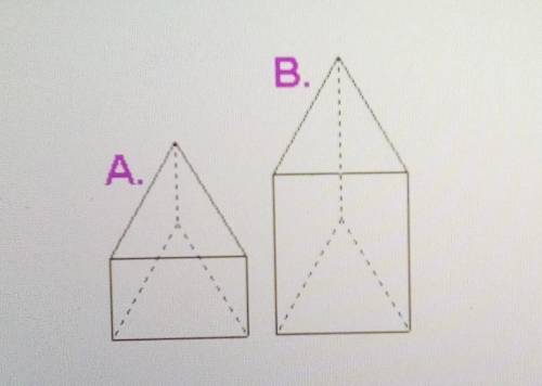 Prism A and Prism B have identical bases. The height of prism B is twice the height of prism A Deter