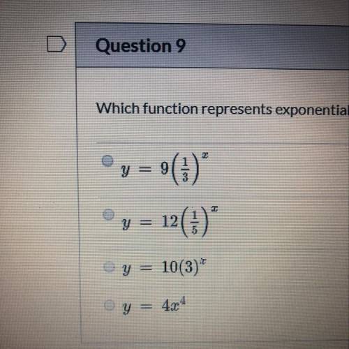 Which function represents exponential growth