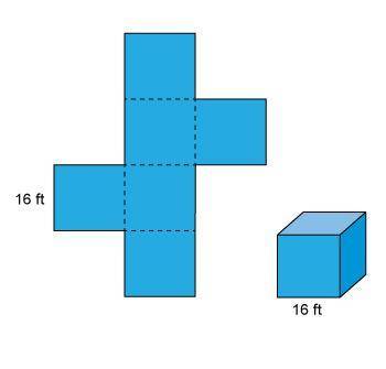 Help pls. Here is a picture of a cube, and the net of this cube. What is the surface area of this cu