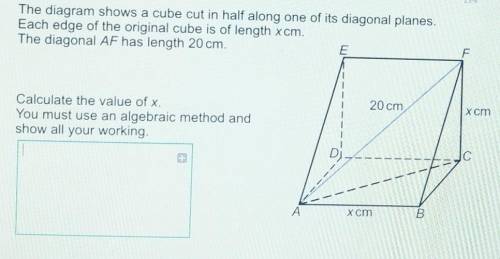 The diagram shows a wedge in the shape of a prism.Angle BCF is a right angle.A string runs diagonall
