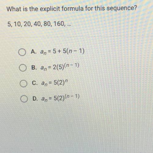 What is the explicit formula for this sequence? 5, 10, 20, 40, 80, 160,..