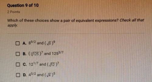 Which of these choices show a pair of equivalent expressions? Check all that apply.