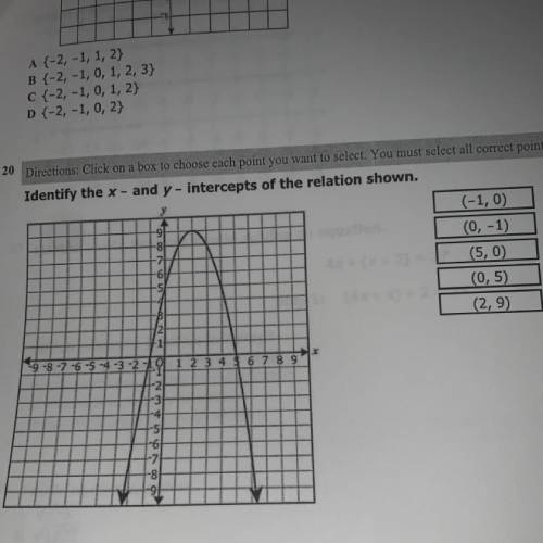 Identify the x - and y - intercepts of the relation? i have 0 clue how to do this i missed the teach