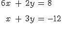 The system of equations above is graphed below. Find the solution to the system.(in the image) A. x