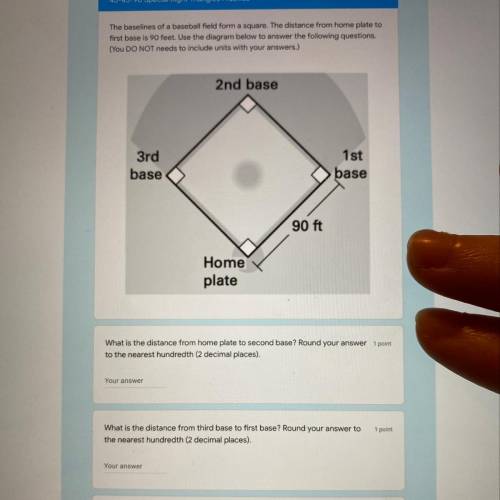 What is the distance from home plate to second base? what is the distance from third base to first b