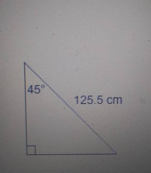 To the nearest hundredth of a centimeter what is the length of a leg of the triangle?