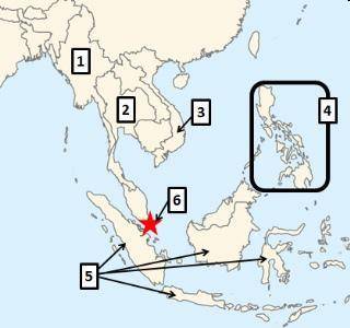 Analyze the map below and answer the question that follows. A political map of Southeast Asia. Count