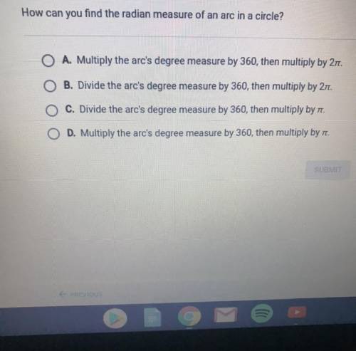 How can you find the radian measure of an arc in a circle?