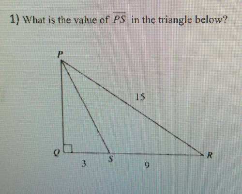 1) What is the value of PS in the triangle below?