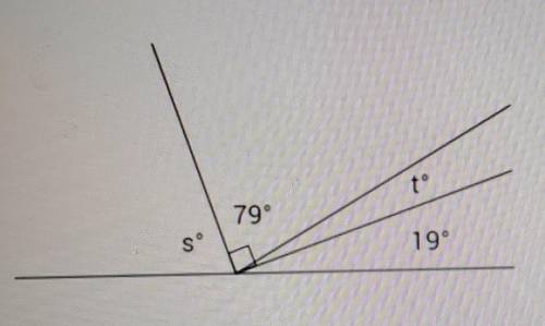 Find the measure of angle t.Your answer