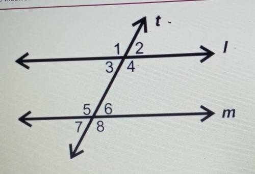 Lines L and m are parallel lines cut by the transversal line t. Which angle is congruent to <7?A.