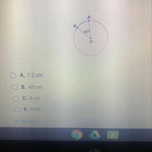 The circumference of Oc is 72cm, what is the length of AB (the minor arc)?