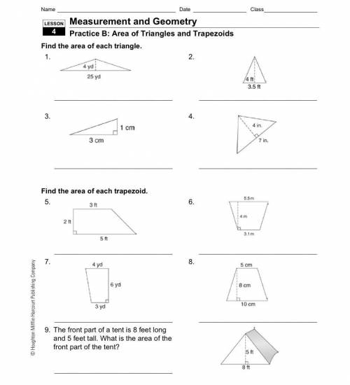 Area of triangles and trapezoids