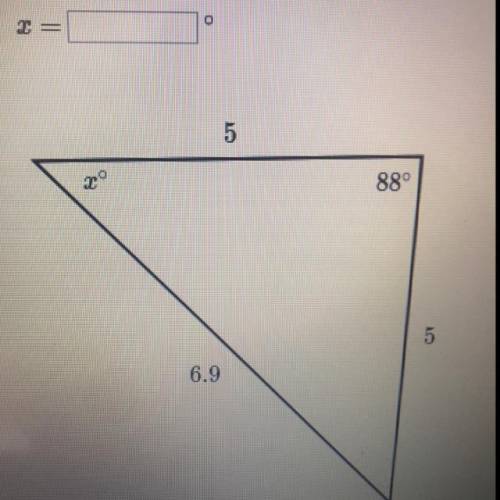 Find the value of X in the triangle shown above?  Will mark brainliest pleaseeeeeeee