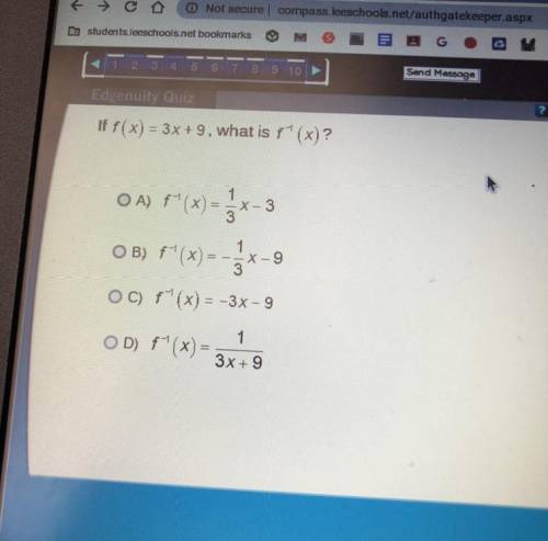 If f(x)=3x+9, what is f^-1(x)