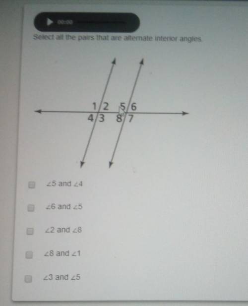 Select all the pairs that are alternate interior angles