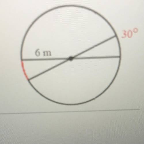 Find the length of the arc shown in red. Leave your answer in terms of pi.