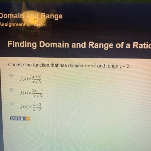 Choose the function that has domain x≠-3 and range y≠2