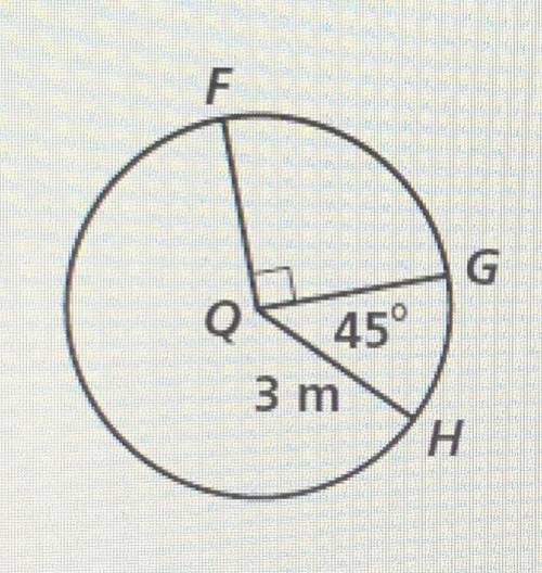 Find the length of arc FGH. A. 1.5pi B. 2.25pi C. 3.75pi D. 0.75 pi