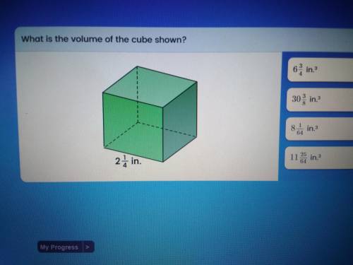 What is the volume of the cube shown? 2 1/4