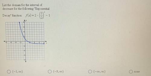 What is the domain for the interval of decrease for the following