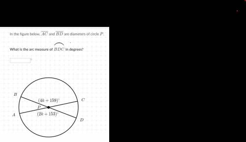 In the figure below ac and bd are diameters of circle p, what is the arc measure of bdc in degrees?