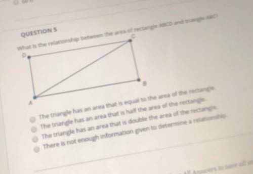What is the relationship between the area of the rectangle ABCD and triangle ABC?