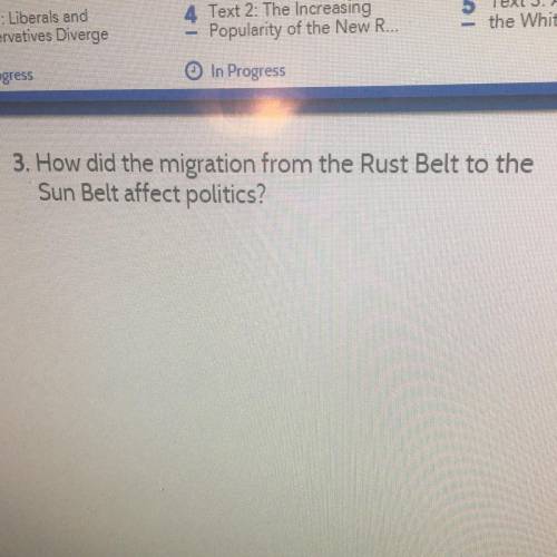 How did the migration from the rust belt to the sun belt affect politics