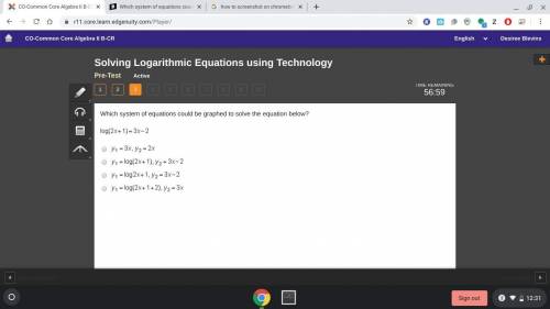 Which system of equations could be graphed to solve the equation below? (view screenshot)