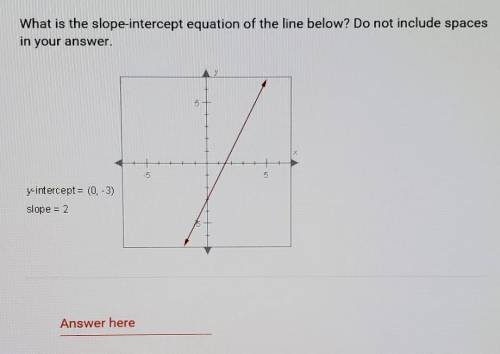 What is the slope-intercept equation of the line below? Do not include spaces in your answer.