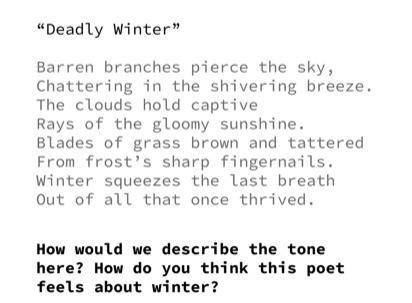 Can anybody answer the question at the bottom for the poem “How would we describe the tone here? How