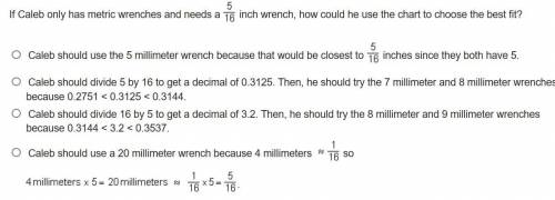 Some wrench sets come in metric units and others come in standard units. A chart compares the measur