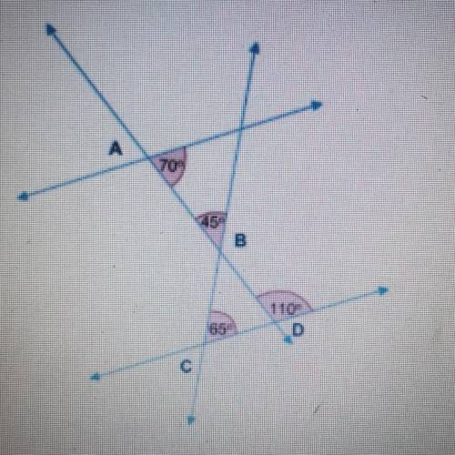 Use the diagram below  1) the measure of angle a is____ 2) the measure of angle b is____