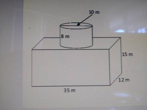 Find the surface area of the composite shape. A: 2658.2m² B: 257.97m² C: 2501.2m² D: 2579.7m²