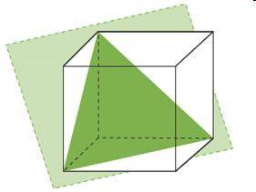 A cube with a side length of 6 feet is sliced diagonally such that it passes through the three verti