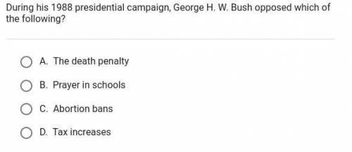 During his 1988 presidential campaign, George H. W. Bush opposed which of the following?