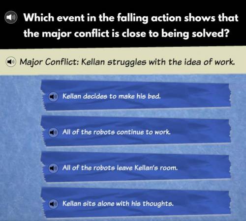 Which event in the falling action shows that the major conflict is close to being solved