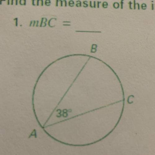 What is the measure of the indicated arc