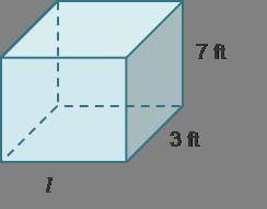 TEST ENDS SOON The volume of this rectangular prism is 84 ft3. What is the length of the prism? 28 f