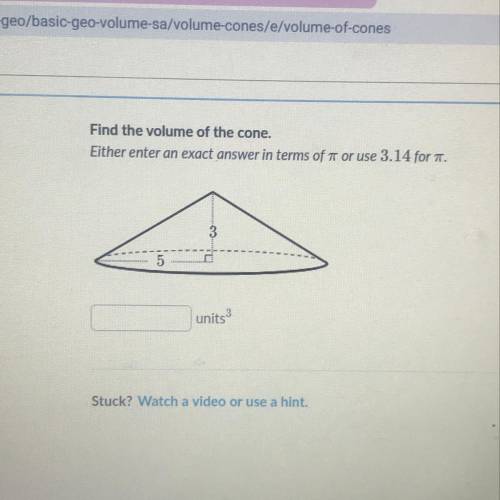 Find the volume of cone
