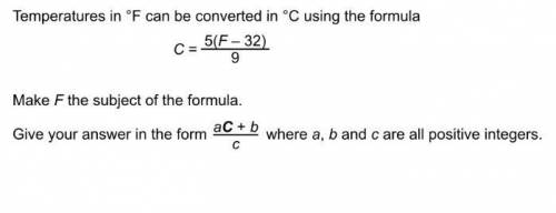 Make F the subject of the formula C=5(F-32)/9