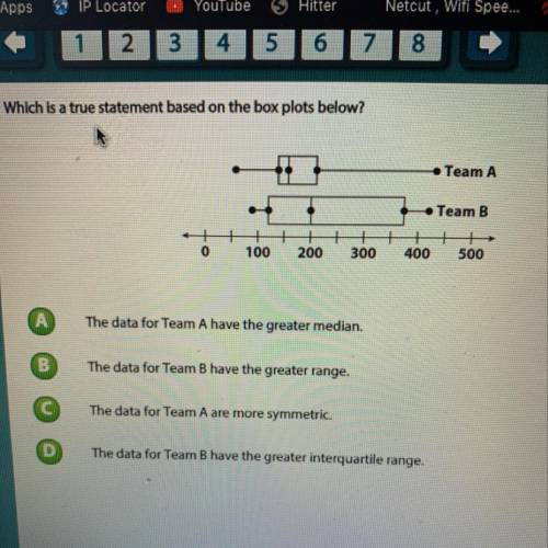 WHICH IS A TRUE STATEMENT BASED ON THE BOX PLOTS BELOW 10 POINTS WITH PICTURE
