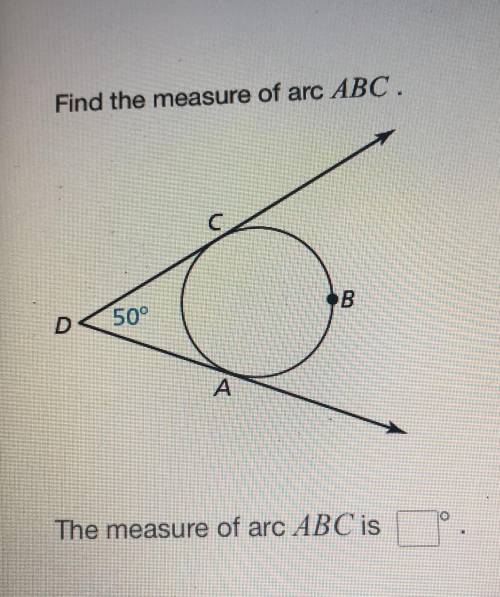 Find the measure of arc ABC