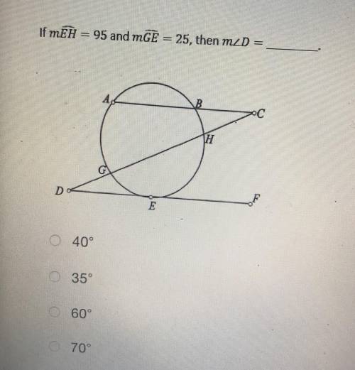 If EH = 95 and GE = 25, then m