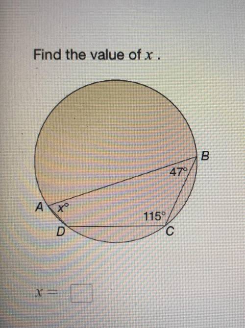 , Find the value of x.