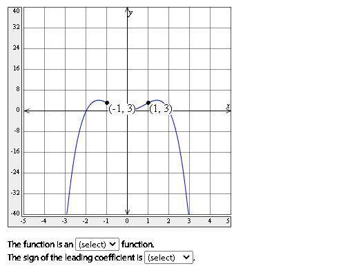 Label the function as an even or odd function, and identify the sign of the leading coefficient.
