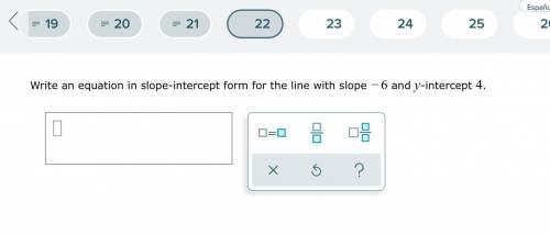Please help Write an equation in slope-intercept form for the line with slope of -6 and Y-intercept
