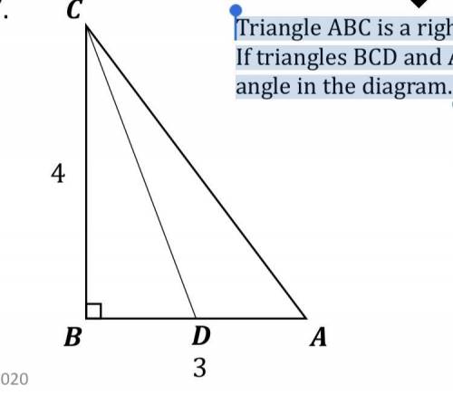 Triangle ABC is a right triangle with legs of length 3 and 4. If triangles BCD and ACD have equal pe
