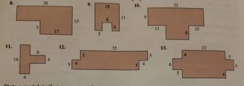 FIND THE AREA AND PERIMETER OF EACH SHAPE BELOW. this is the last of my points please help